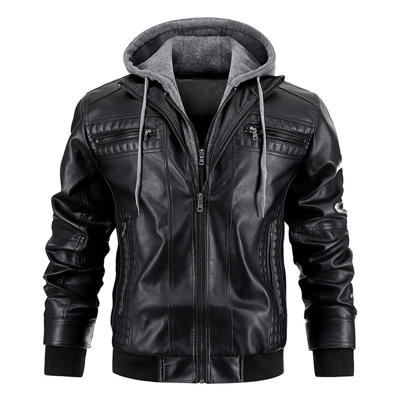 Bulky Hooded Leather Jacket