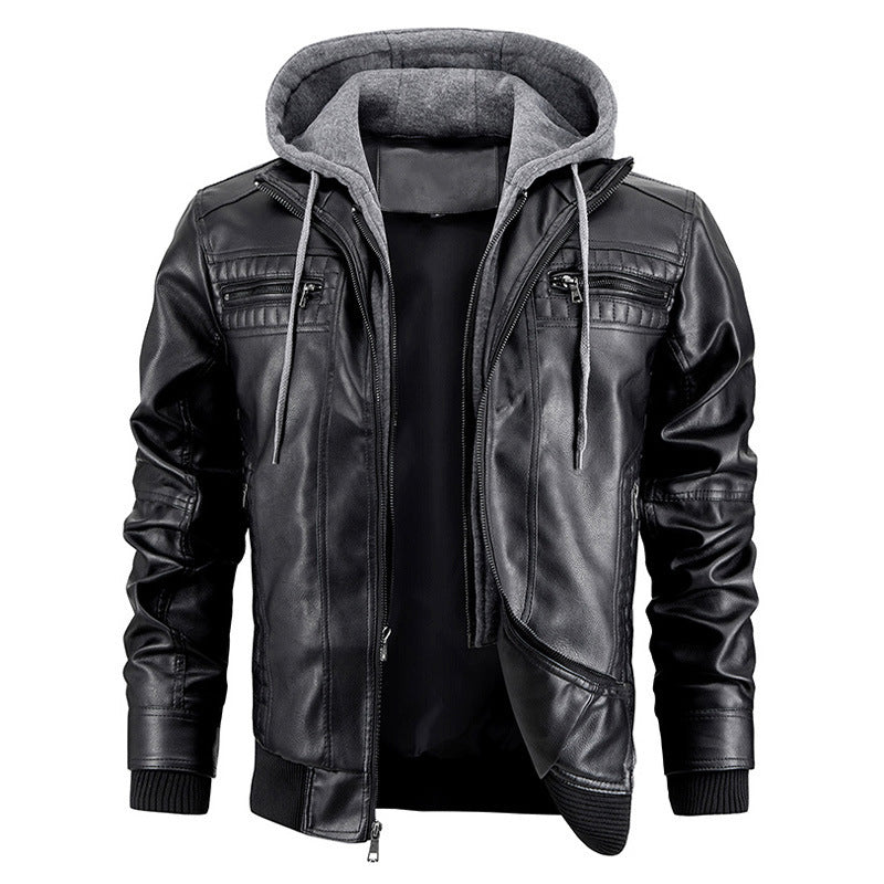 Bulky Hooded Leather Jacket