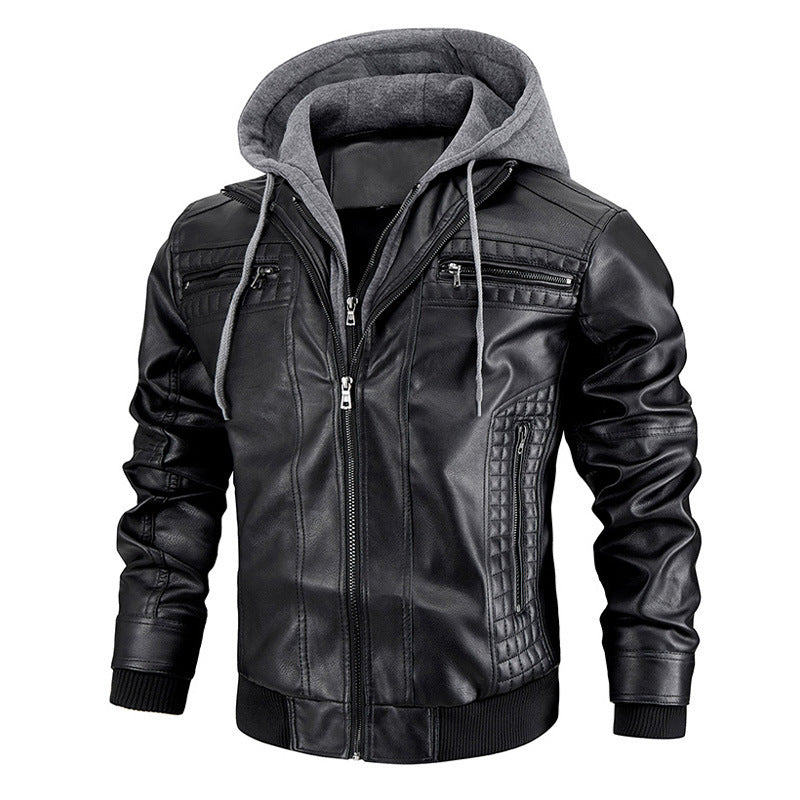 Bulky Hooded Leather Jacket