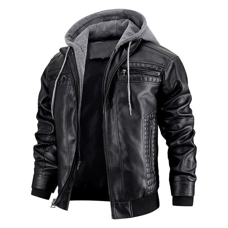 Bulky Hooded Leather Jacket