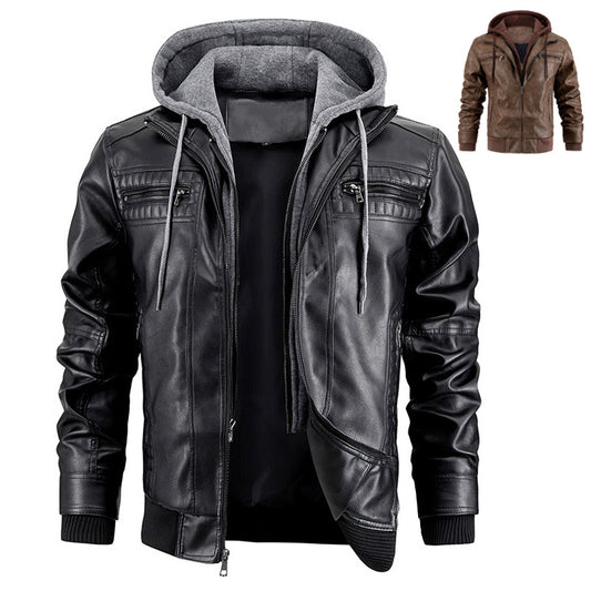 Bulky Hooded Leather Jacket