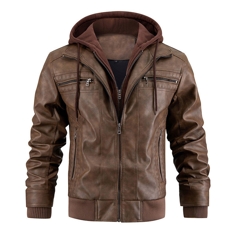 Bulky Hooded Leather Jacket